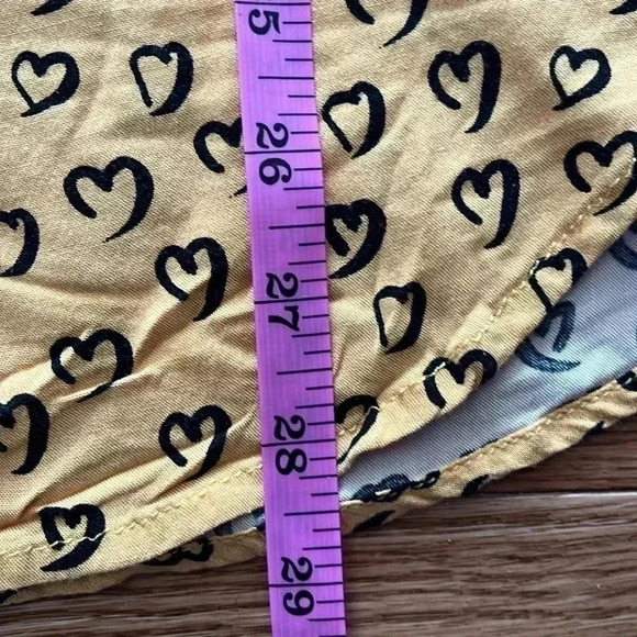 ❤️2/$30❤️[M]Velvet Heart Yellow Button Down  Rayon Heart patterns L/S Shirt - Picture 14 of 15